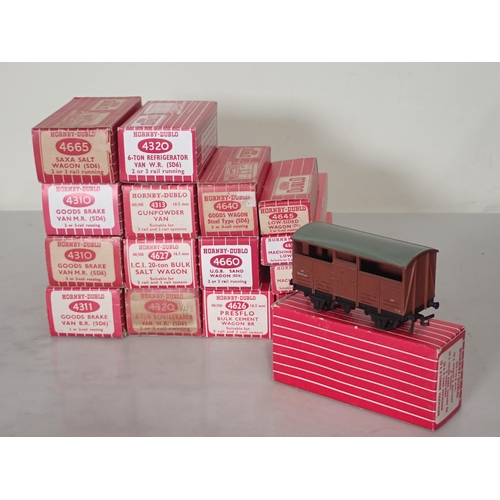 1280 - Sixteen Hornby Dublo Wagons comprising 2x 4320 WR Refrigerator Vans, 4311 BR Brake Van, 4665 Saxa Sa... 