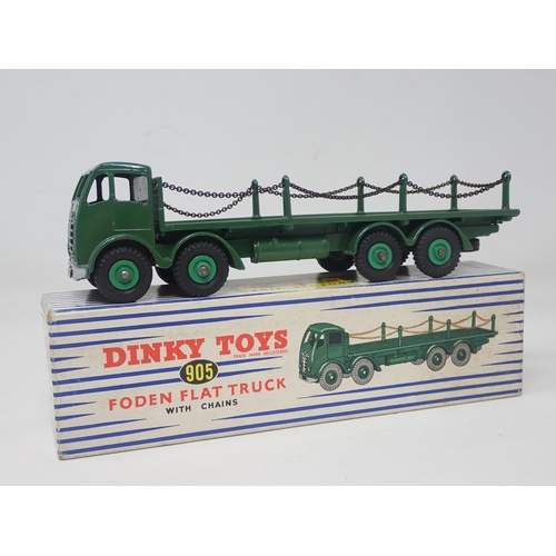 1310 - A boxed Dinky Toys No.905 green Foden Flat Truck with chains