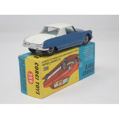 1329 - A boxed Corgi Toys No.259 metallic blue Citroen 'Le Dandy' Coupe