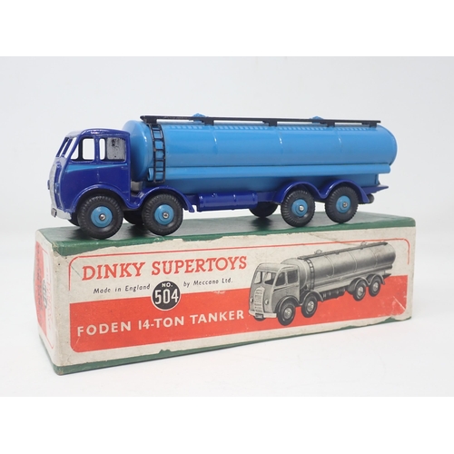 1348 - A boxed Dinky Toys No.504 two tone blue Foden 14-Ton Tanker