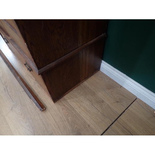 52 - An oak mirror door Wadrobe with leaded glass panel and single fitted drawer, 6ft 1