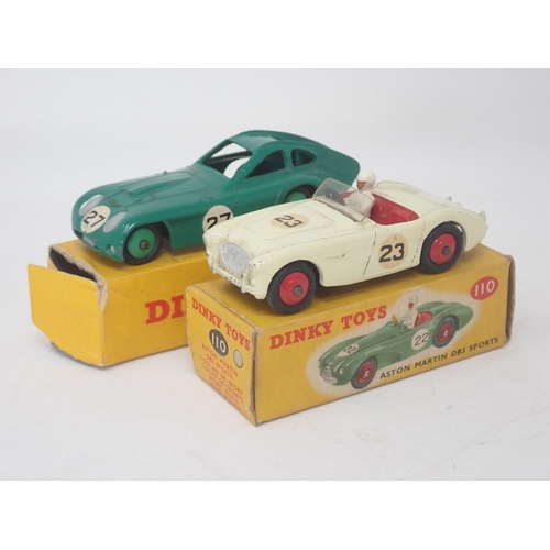 1477 - A boxed Dinky Toys No.110 cream Aston Martin DB3 Sports and a boxed No.163 Bristol 450 Coupe (one fl... 