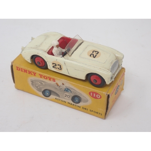 1477 - A boxed Dinky Toys No.110 cream Aston Martin DB3 Sports and a boxed No.163 Bristol 450 Coupe (one fl... 