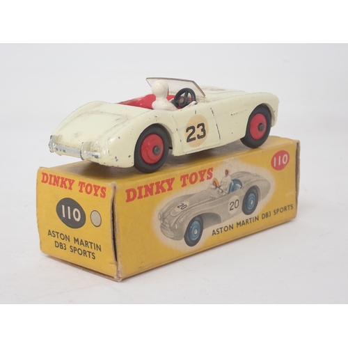 1477 - A boxed Dinky Toys No.110 cream Aston Martin DB3 Sports and a boxed No.163 Bristol 450 Coupe (one fl... 