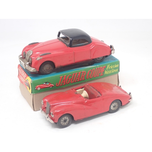 1481 - A boxed Japanese tinplate friction Jaguar Coupe and an unboxed Startex Sunbeam Alpine A/F