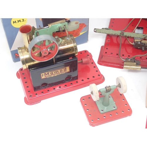 1486 - A boxed Mamod M.M.2 Stationary Engine, a boxed Power Press, an unboxed Buffer and an unboxed Station... 