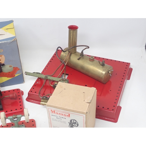 1486 - A boxed Mamod M.M.2 Stationary Engine, a boxed Power Press, an unboxed Buffer and an unboxed Station... 