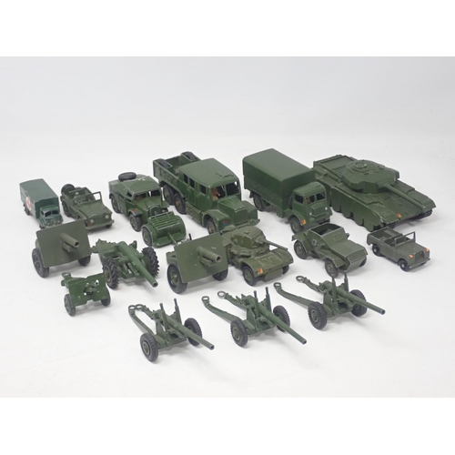 1487 - A quantity of unboxed Dinky Toys Military Vehicles including Centurion Tank, Medium Artillery Tracto... 