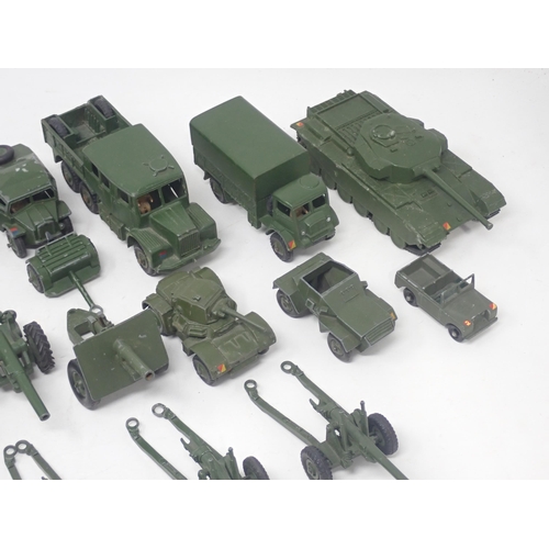 1487 - A quantity of unboxed Dinky Toys Military Vehicles including Centurion Tank, Medium Artillery Tracto... 