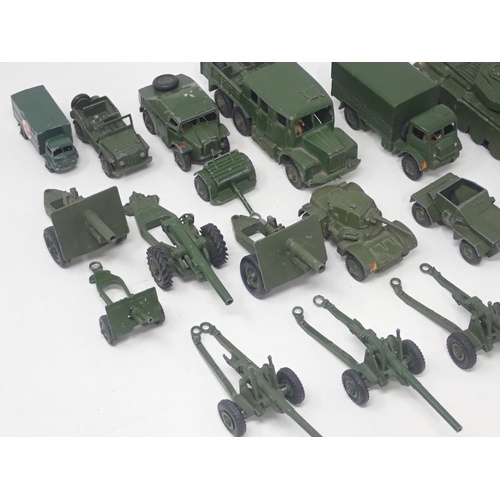 1487 - A quantity of unboxed Dinky Toys Military Vehicles including Centurion Tank, Medium Artillery Tracto... 