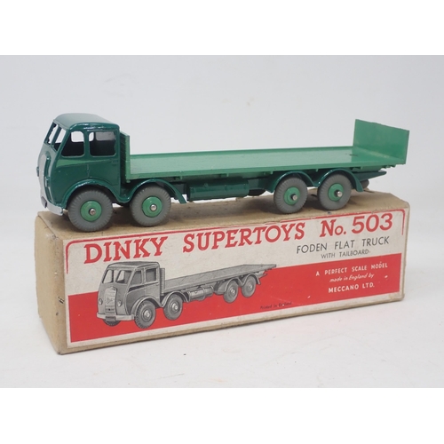 1492 - A boxed Dinky Toys No.503 1st type two tone green Foden Flat Truck with tailboard