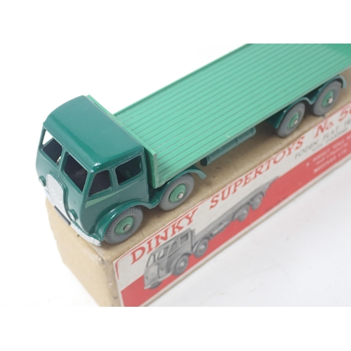 1492 - A boxed Dinky Toys No.503 1st type two tone green Foden Flat Truck with tailboard