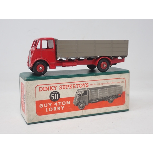 1494 - A boxed Dinky Toys No.511 Guy 1st type Lorry with red cab and chassis and fawn back