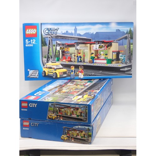 1579 - Three Lego City 60050 Train Stations, all boxed, sealed and complete