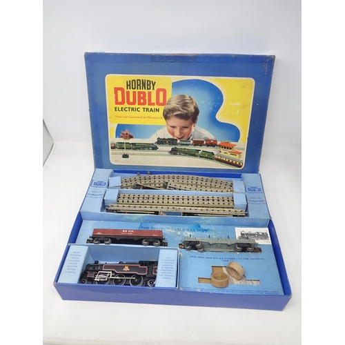 1645 - A boxed Hornby Dublo EDG18 2-6-4 Tank Goods Set, missing low Wagon, with instructions and ephemera, ... 