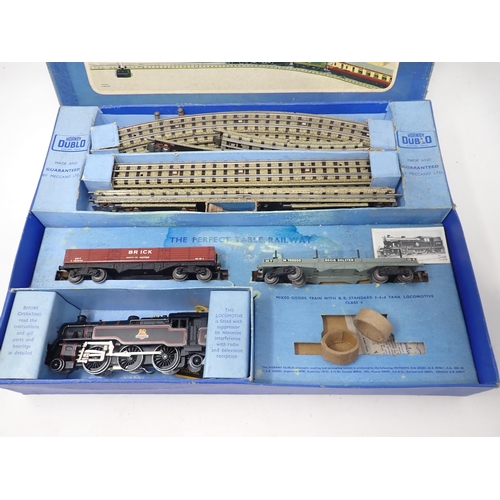 1645 - A boxed Hornby Dublo EDG18 2-6-4 Tank Goods Set, missing low Wagon, with instructions and ephemera, ... 