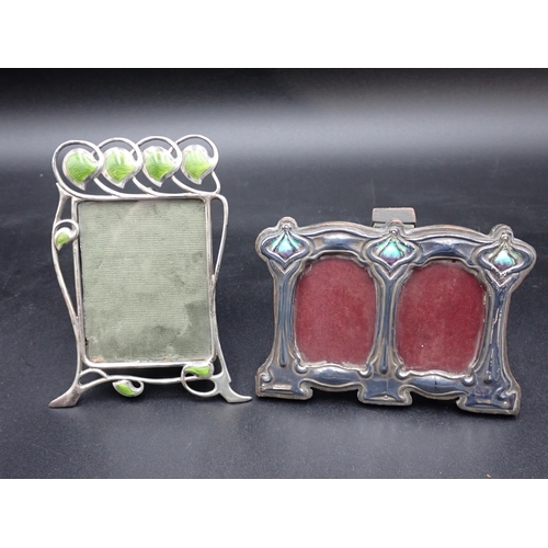 113 - A Continental silver and green enamel Art Nouveau Photograph Frame, Import Mark London 1899, maker: ... 