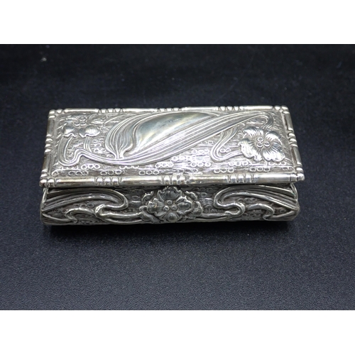 111 - An Edward VII silver Art Nouveau Trinket Box having hinged lid and delicate floral embossing, Birmin... 