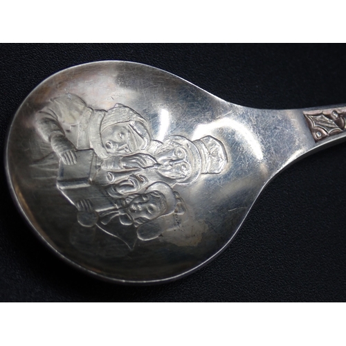 138 - A Georg Jensen silver small double lipped Ladle, import mark London 1928, a pair of Christmas Spoons... 