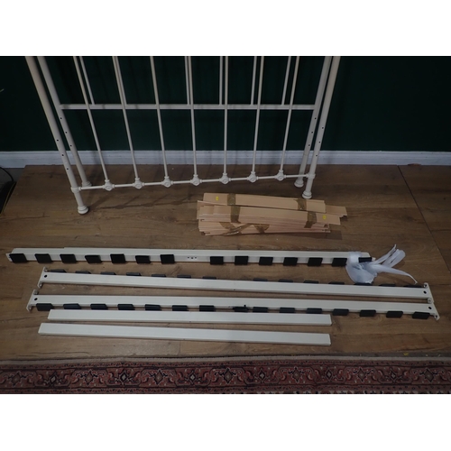 14 - A white metal Bed Frame with wooden slats