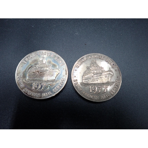 141 - Two Union Castle Line Limited Edition silver Medals struck in 1977 to commemorate the ending of the ... 