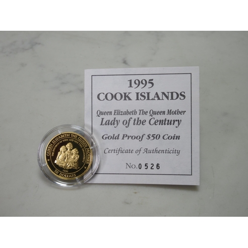 253 - QEII, Cook Islands Gold Proof $50, with COA