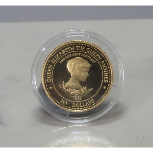 254 - QEII Barbados Gold 1995 $10 (14ct gold)