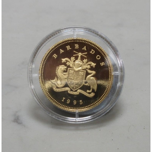 254 - QEII Barbados Gold 1995 $10 (14ct gold)