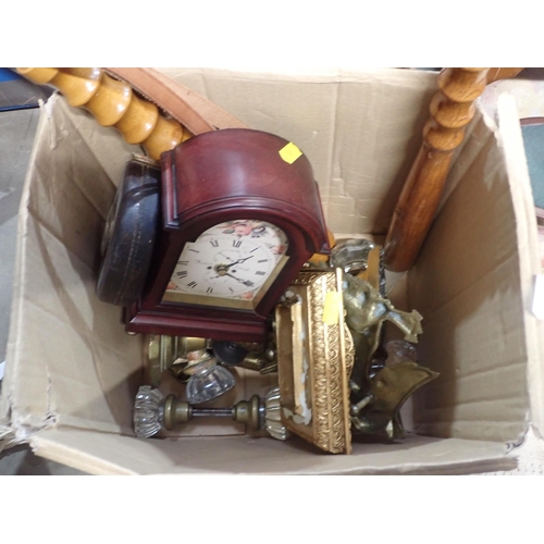 310 - A qty of plated items including Tray, Cutlery, Bowls, two Truncheons, Mantel Clock, Jewellery Box et... 