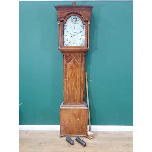 33 - A 19th Century mahogany and crossbanded Eight Day Longcase Clock with subsiduary dials with arched p... 