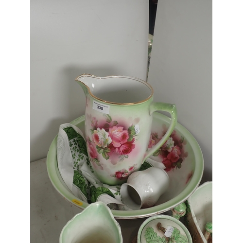 330 - A Toilet Set, four pieces of Sylvac china, (one A/F), and five Glasses