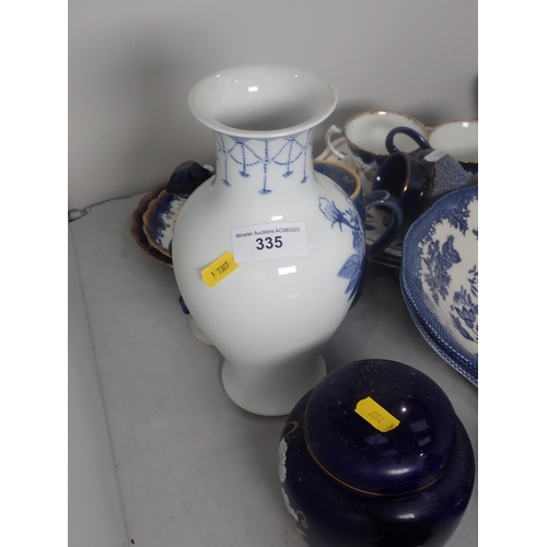 335 - A quantity of blue and white ware including Bowls, Teapot, Cups and Saucers, etc