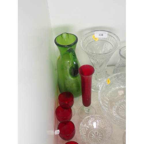 338 - A quantity of glassware including bowls, glasses, jug, etc