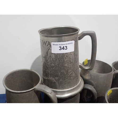 343 - A large quantity of pewter Tankards