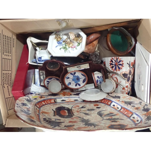 346 - An Imari design Meat Plate and matching Tureen, A/F, blue and white ware, a Spode Turkey Dish, A/F, ... 