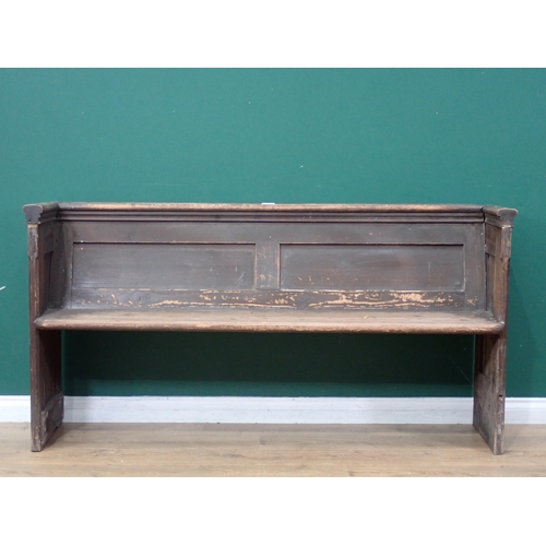 35 - A pine Church Pew with panelled back, 5ft 5