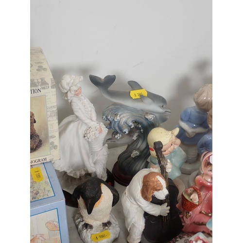 357 - A quantity of Figurines including birds, children, also Teapots, etc