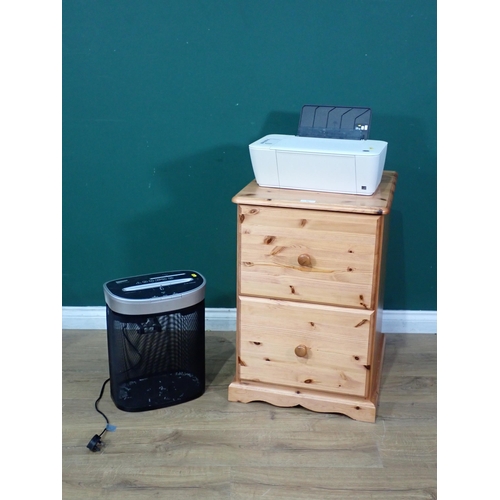 37 - A modern pine two drawer Filing Cabinet, a Ryman Shredder, (passed PAT), and a HP Deskjet 2540 Print... 