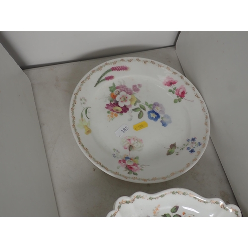 382 - A pair of Swansea two handled Dessert Dishes painted sprays of flowers, one A/F and four floral patt... 