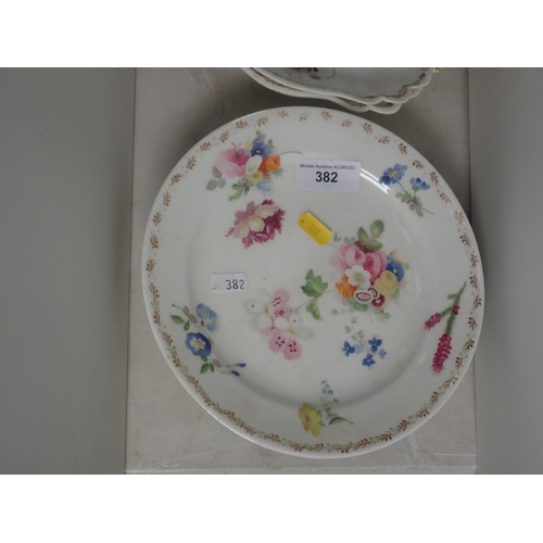 382 - A pair of Swansea two handled Dessert Dishes painted sprays of flowers, one A/F and four floral patt... 