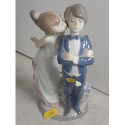 395 - A Lladro Figure of two Children, two Nao Figures of Children, a Royal Doulton Figure 'Clarinda', a R... 