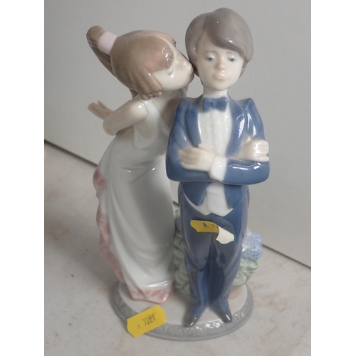 395 - A Lladro Figure of two Children, two Nao Figures of Children, a Royal Doulton Figure 'Clarinda', a R... 