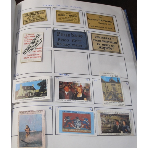 399 - A collection of advertising labels pasted on paper within an album; together with a miscellaneous se... 