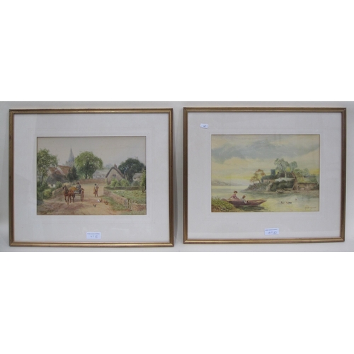 411 - ENGLISH SCHOOL, c.1910. A river landscape, said to be in Snowdonia, watercolour, 12 x 20in; two wate... 