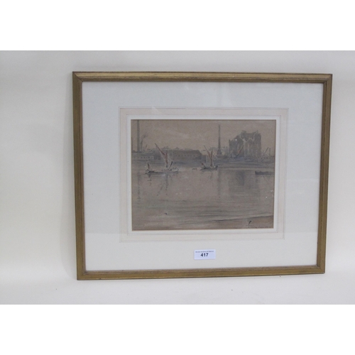 417 - SYDNEY CAUSER. 'Opposite the Tate', bears printed label verso, watercolour, 9 x 12in. Exhibited: New... 