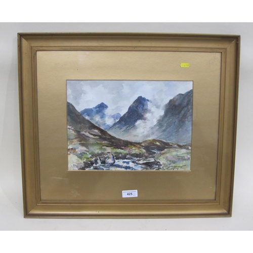 425 - J.R. MAXTON. Glen Sannox, Arran, signed, watercolour, 12 x 16in; and two other watercolours by the s... 