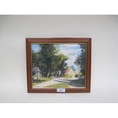 427 - MARK REDE. Sunlit Track with Barns, signed, oil on canvas board, 8 x 10in; three pictures depicting ... 