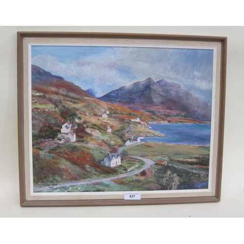 437 - MARGARET KEMP. Allisan and Upper Loch Torridon, Ross and Cromarty, signed and dated 1980, oil on can... 