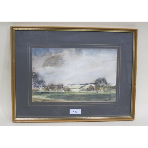 439 - R.A. BENNETT. Hog's Back from Puttenham, signed, watercolour, 12 x 18in; a watercolour by R. Baguley... 