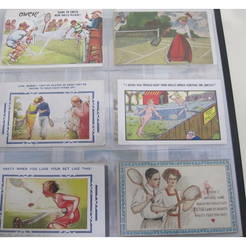 442 - Tennis: An Album of Postcards, from the Edwardian and Inter-war period, and later reprints; includin... 